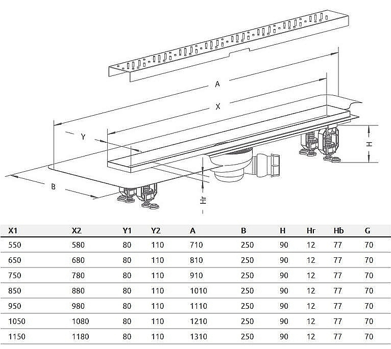 Дренажный канал Radaway Steel 1150 купить в интернет-магазине Sanbest