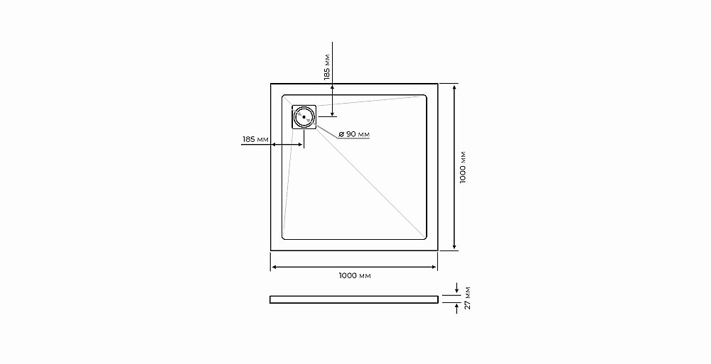Душевой поддон Taliente PTA-ST-100Bstone 100х100 черный матовый купить в интернет-магазине Sanbest