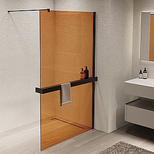 Душевое ограждение Vincea Walk-In VSW-1HR100GSB 100 черный/стекло янтарь купить в интернет-магазине Sanbest