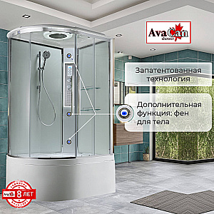 Душевая кабина AvaCan EM Серия EM5912 LEDT 120х90 с гидромассажем, с подсветкой, прозрачная купить в интернет-магазине Sanbest