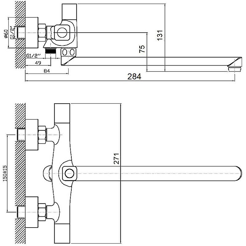 Смеситель для ванны Orange ALFI M82-214cr хром купить в интернет-магазине сантехники Sanbest