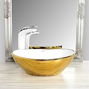 Раковина накладная Gid Esfera 41 Nc999 52229 белая, золото купить в интернет-магазине Sanbest