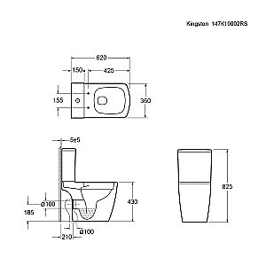 Унитаз Ambassador Kingston 147K19002RS безободковый, с бачком, с крышкой микролифт, белый купить в интернет-магазине Sanbest