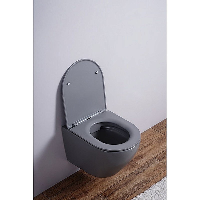 Унитаз подвесной Esbano AZALEA ESUPAZALGM безободковый, с крышкой микролифт, матовый серый купить в интернет-магазине Sanbest