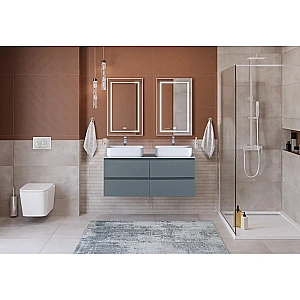 Тумба с раковиной и столещницей BelBagno 120 KRAFT-1200-4C-SO-AO+KEP-120-2-CEM голубая матовая для ванной в интернет-магазине Sanbest
