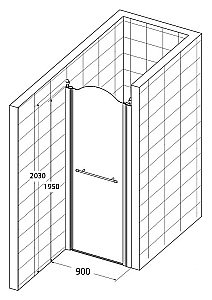 Душевая дверь Migliore Diadema ML.DDM-22 90x203 стекло матовое с декором/профиль золото купить в интернет-магазине Sanbest