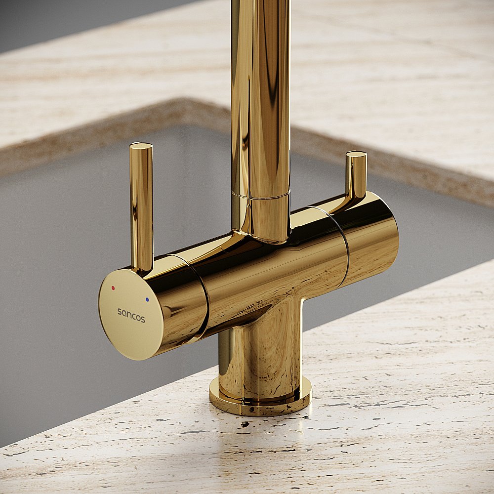 Смеситель для кухни Sancos Spin SC4015ZG полированное золото купить в интернет-магазине сантехники Sanbest