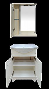 Зеркало со шкафом Misty Лувр 65 Слоновая кость в ванную от интернет-магазине сантехники Sanbest