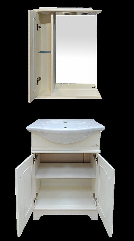 Зеркало со шкафом Misty Лувр 65 Слоновая кость в ванную от интернет-магазине сантехники Sanbest