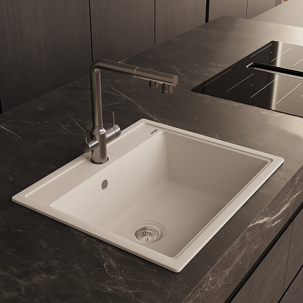 Кухонная мойка Abber Quarz 60х51 AQ2902W белая матовая купить в интернет-магазине сантехники Sanbest