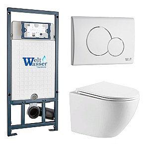 Унитаз с инсталляцией WeltWasser MARBERG 507 + MERZBACH 043 MT-WT + MAR 507 RD GL-WT купить в интернет-магазине Sanbest