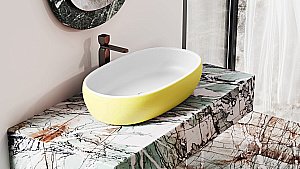 Раковина накладная Salini LUCE 110721MRH 69 из искусственного камня S-Stone, белая матовая, цвет по RAL снаружи купить в интернет-магазине Sanbest