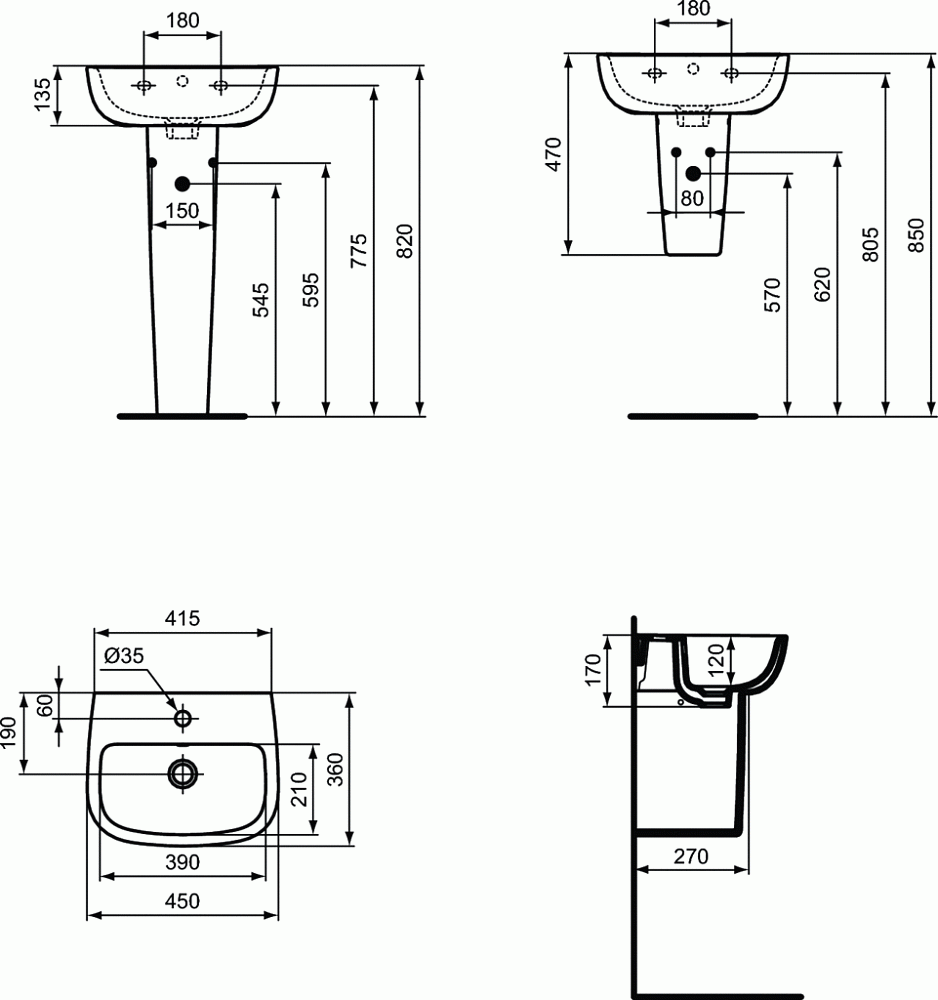 Раковина на пьедестале Ideal Standard Esedra T281101 купить в интернет-магазине Sanbest