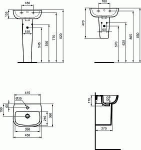 Раковина на пьедестале Ideal Standard Esedra T281101 купить в интернет-магазине Sanbest