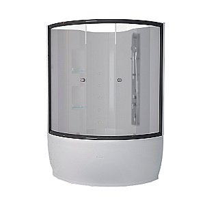 Душевой бокс Радомир Лаура 128х128 без крыши, стекло матовое/профиль черный купить в интернет-магазине Sanbest