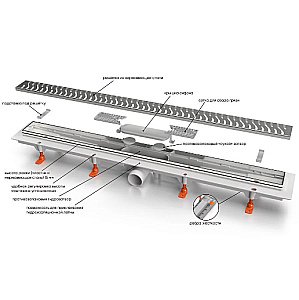 Душевой лоток Veconi MCH Medium Black V950MB черный купить в интернет-магазине Sanbest
