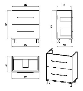 Тумба с раковиной Misty Модерн - 70 П-Мод07070-011Пр белая для ванной в интернет-магазине Sanbest
