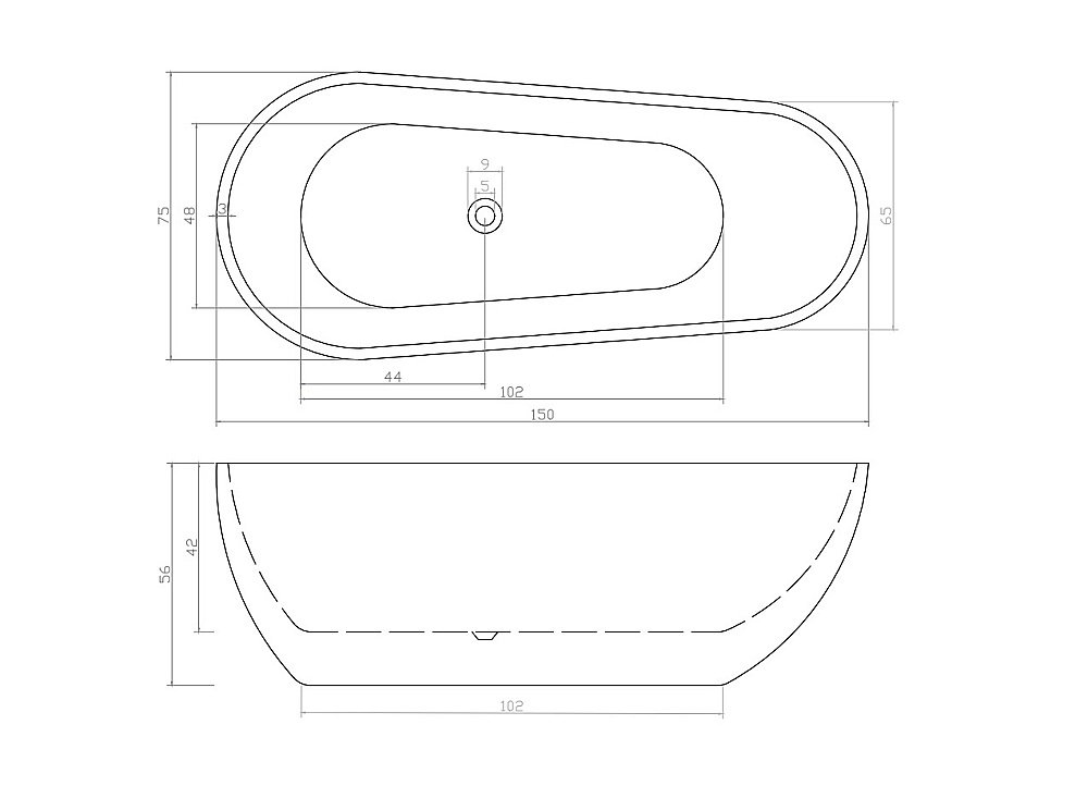 Ванна акриловая  Ceruttispa MIMI150 150х75 белая купить в интернет-магазине Sanbest