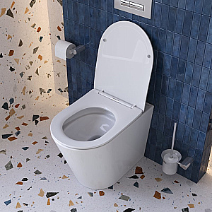 Унитаз приставной напольный BelBagno Flay-Tor BB1003CB-TOR/SC белый, безободковый, с крышкой микролифт, слив-торнадо купить в интернет-магазине Sanbest
