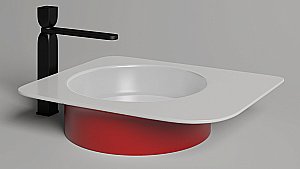 Раковина накладная Salini NINFEA 02 110521MRH 54 из искусственного камня S-Stone, белая матовая, цвет по RAL снаружи купить в интернет-магазине Sanbest