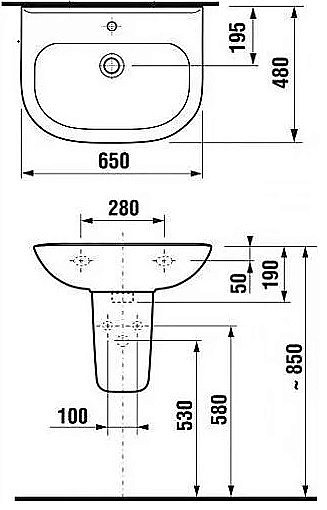 Раковина подвесная Jika DEEP by 65 см белая купить в интернет-магазине Sanbest