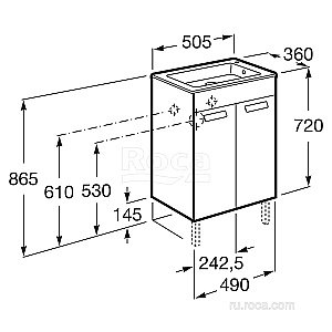 Тумба с раковиной Roca Debba ZRU9302710 50 белый глянец для ванной в интернет-магазине Sanbest