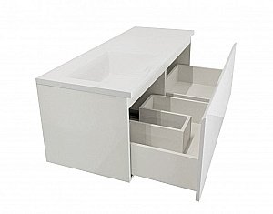 Тумба с раковиной Эстет Dallas Luxe 120 подвесная 1 длинный ящик, белая для ванной в интернет-магазине Sanbest