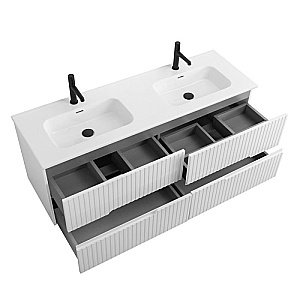 Тумба с раковиной Cezares DUET-N 140 DUET-N-1400-4C-SO-2-BL+CZR-8095-140-2 Bianco Lucido для ванной в интернет-магазине Sanbest