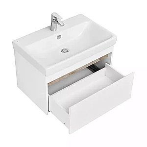 Тумба с раковиной Акватон Марти 70 белая/дуб эндгрейн для ванной в интернет-магазине Sanbest