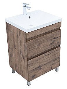 Тумба с раковиной Aquanet Нота New 58 344139+281220 дуб веллингтон табак для ванной в интернет-магазине Sanbest