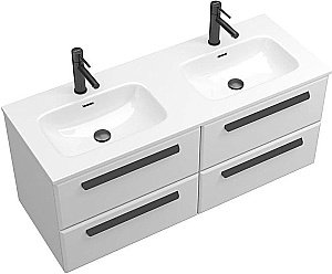 Тумба с раковиной Cezares ECO-CER-N 120 ECO-CER-N-1200-4C-SO-2-BL белая глянцевая для ванной в интернет-магазине Sanbest