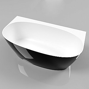 Ванна из искусственного камня WhiteCross Pearl A 155x80 черный/белый глянец купить в интернет-магазине Sanbest