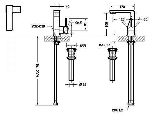 Смеситель для раковины Bravat ARC F16061K-2-ENG купить в интернет-магазине сантехники Sanbest
