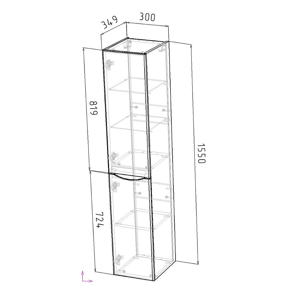 Пенал подвесной Grossman Виста 30 белый глянцевый для ванной в интернет-магазине сантехники Sanbest