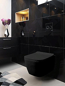 Унитаз подвесной Azario Boca AZ-2002-MB черный матовый, безободковый, с крышкой микролифт купить в интернет-магазине Sanbest