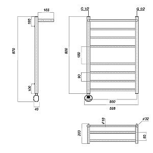 Полотенцесушитель электрический Domoterm Медея сп П8 500x800 E хром купить в интернет-магазине сантехники Sanbest