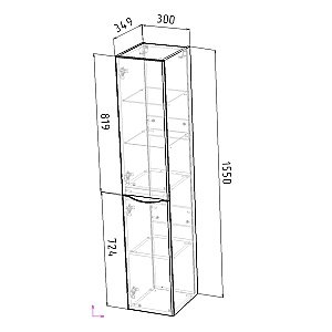 Пенал подвесной Grossman Виста 30 белый глянцевый для ванной в интернет-магазине сантехники Sanbest