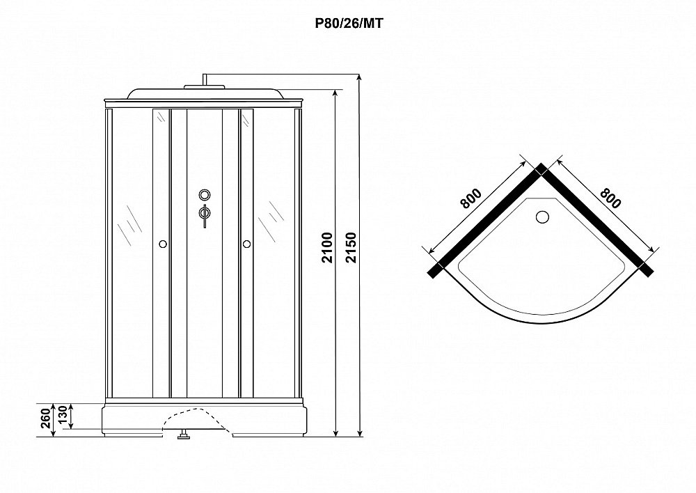 Душевая кабина Niagara Promo P80/26/MT 80х80 купить в интернет-магазине Sanbest