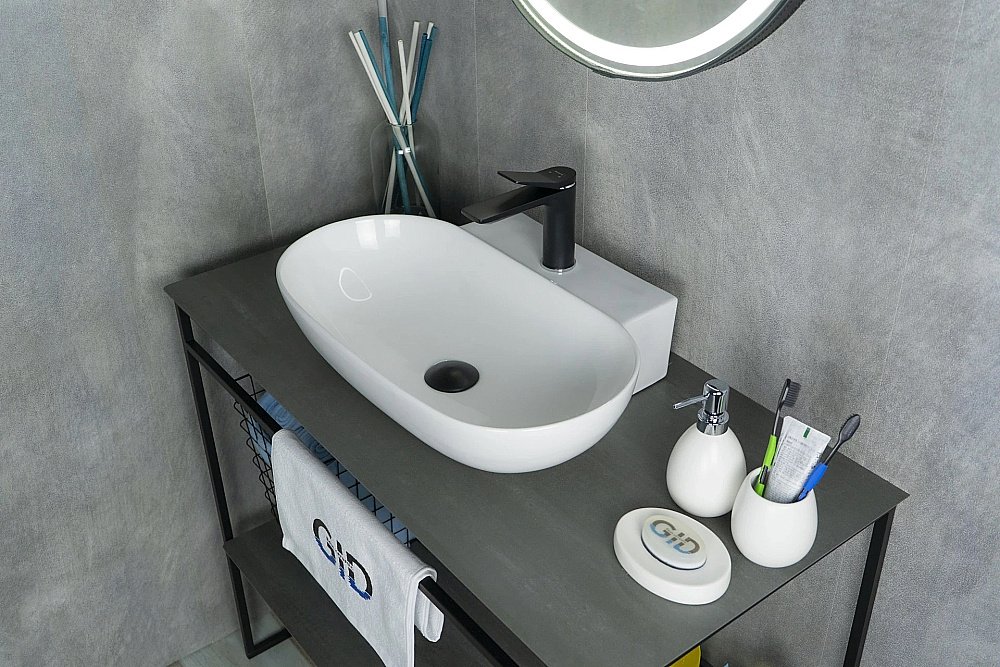 Раковина накладная Gid Lago 56 N9234 51133 белая купить в интернет-магазине Sanbest