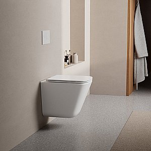 Унитаз подвесной ABBER Rechteck AC1219TC-AC0105-AC0121NG белый/кнопка никель, с крышкой микролифт, с инсталляцией, безободковый, слив-торнадо купить в интернет-магазине Sanbest