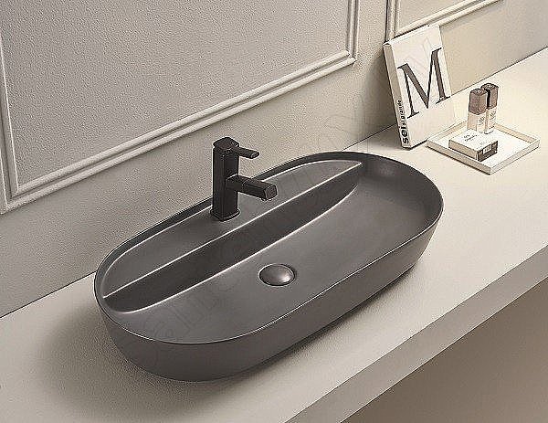 Раковина накладная CeramaLux NC 81,5 78325MDH серая матовая купить в интернет-магазине Sanbest