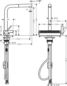 Смеситель для кухни Hansgrohe Aquno Select M81 250 73836800 купить в интернет-магазине сантехники Sanbest