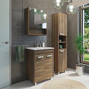 Тумба с раковиной Comforty Марио 00-00004155 60 дуб темный для ванной в интернет-магазине Sanbest