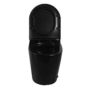 Унитаз напольный Abber Bequem AC1115PMB черный матовый, безободковый, с крышкой микролифт купить в интернет-магазине Sanbest