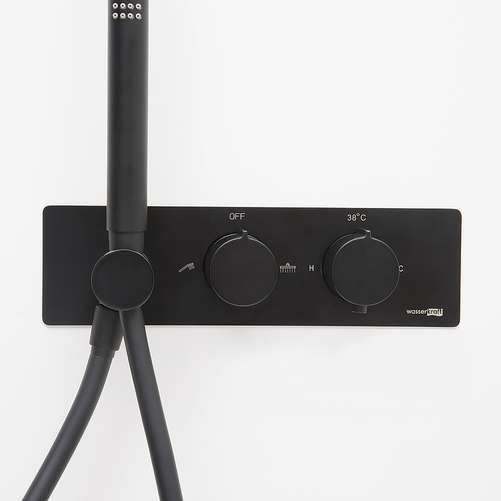 Душевая система WasserKraft A7488.152.160 с термостатом, черный Soft-touch купить в интернет-магазине сантехники Sanbest