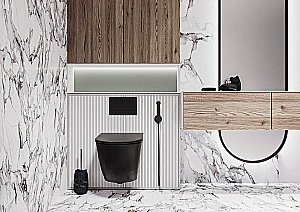 Унитаз подвесной Veconi Moro VMO-48TB черный матовый, безободковый, с крышкой микролифт, слив торнадо купить в интернет-магазине Sanbest