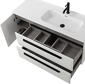 Тумба с раковиной Cezares ECO-CER-N 120 ECO-CER-N-1200-2C-1A-SO-BL белая глянцевая для ванной в интернет-магазине Sanbest