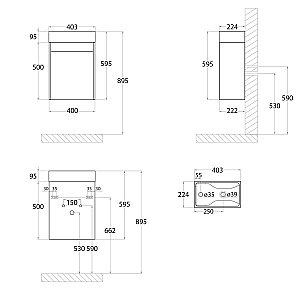 Тумба с раковиной Art&Max FAMILY_400_1D_SO_BL белый глянцевый для ванной в интернет-магазине Sanbest