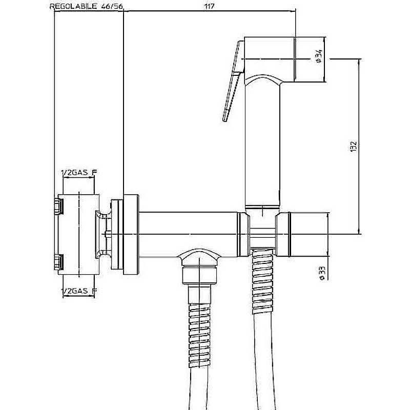 Гигиенический душ Bossini Paloma Brass E37005B.021 золото купить в интернет-магазине сантехники Sanbest