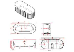 Ванна из искусственного камня TIMO solid KIARA1680 168х74 белая купить в интернет-магазине Sanbest